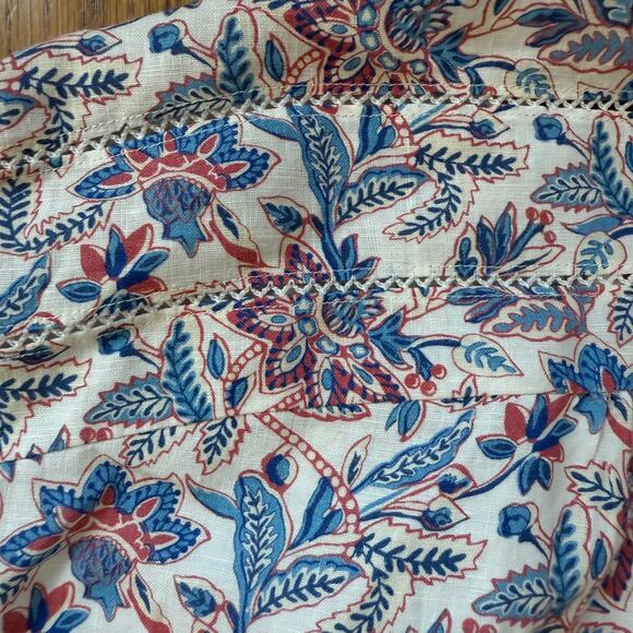 J. McLaughlin Nylee Linen Mini Dress SZ M 3QTR Puff Sleeve Floral Bloomsbury - Picture 9 of 10